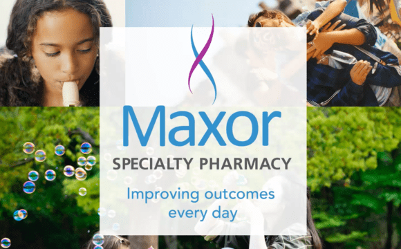 Photos of people in various activities, with the words "Maxor Specialty Pharmacy - Improving outcomes every day"