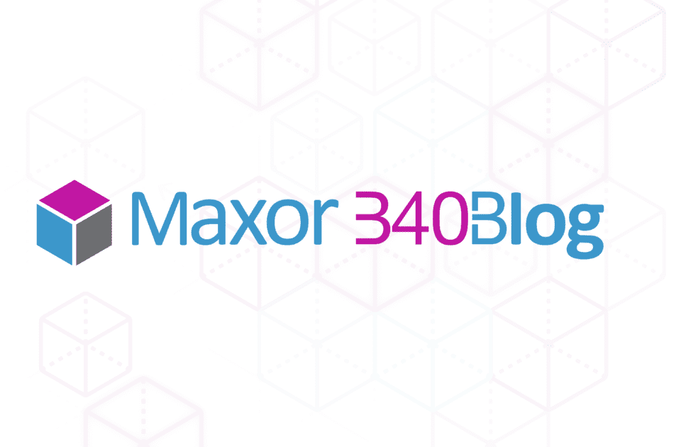 Maxor 340B Blog with a multi color cube background