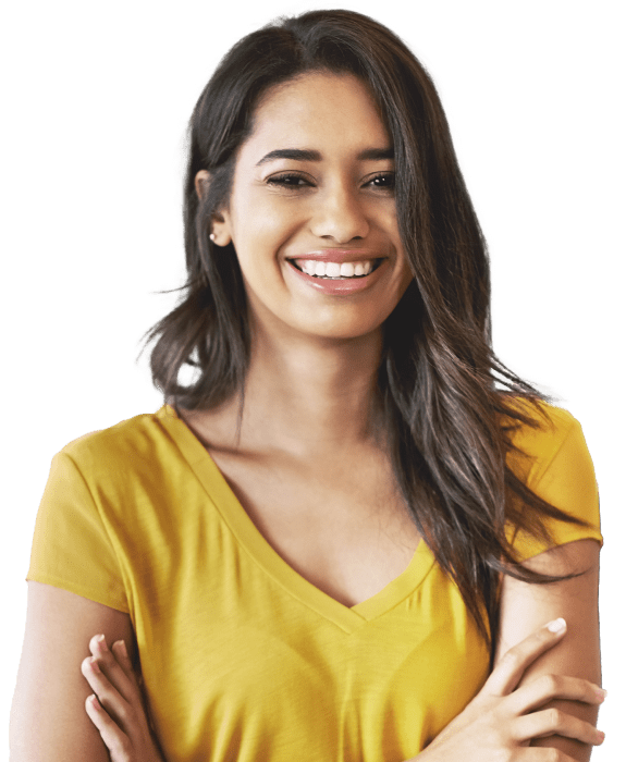 Woman in yellow shirt smiling