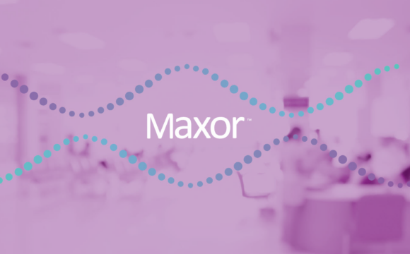 Purple background with Maxor logo in foreground