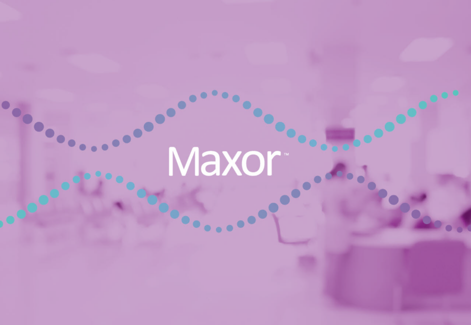 Purple background with Maxor logo in foreground